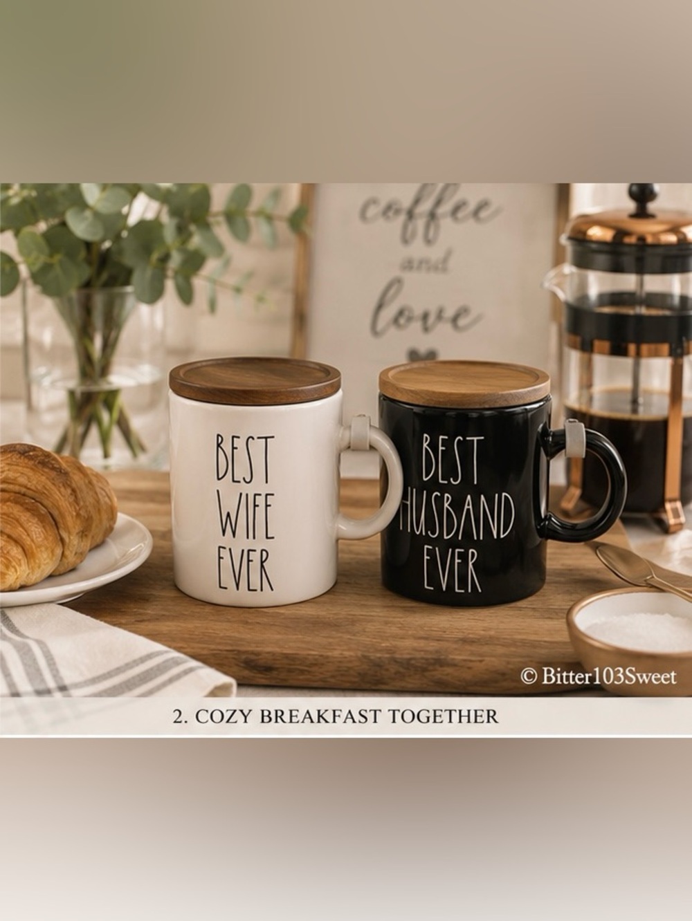 NIB Rae Dunn “Best Wife Ever” & “Best Husband Ever” Mug Set | Newlywed Gift - Picture 2 of 8